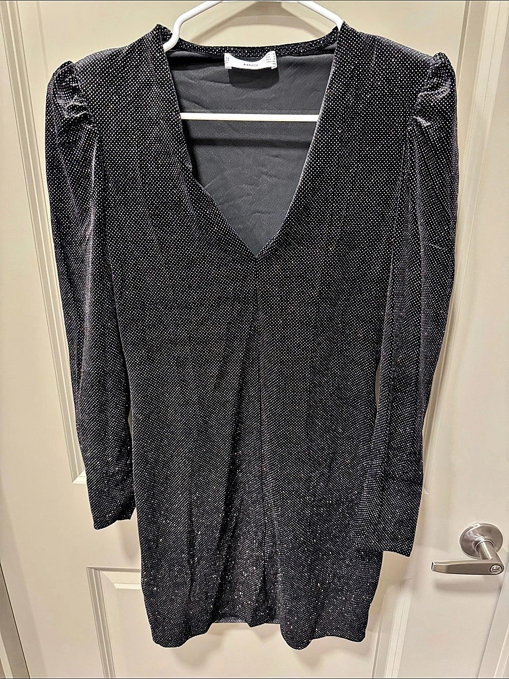 MNG Black Embellished V-Neck Tunic Size Medium Like New